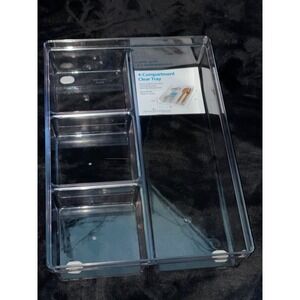 4 Compartment‎ Clear Plastic Drawer Organizer Tray Clever Container
